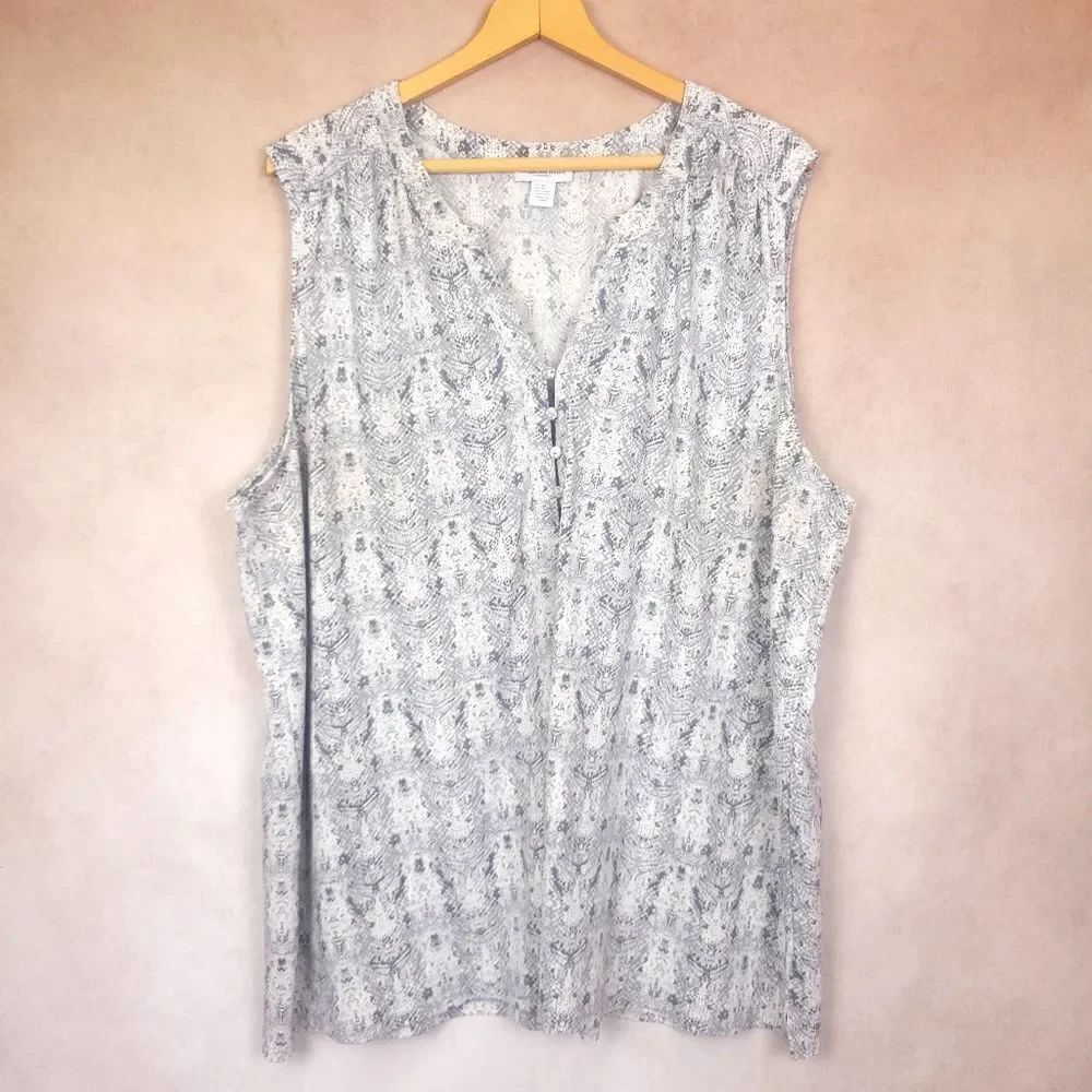 Carolina Belle Sleeveless Top Gray Snake Print Size 3X